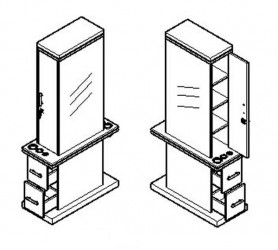 SALON STATION - DOUBLE MIRROR STATION